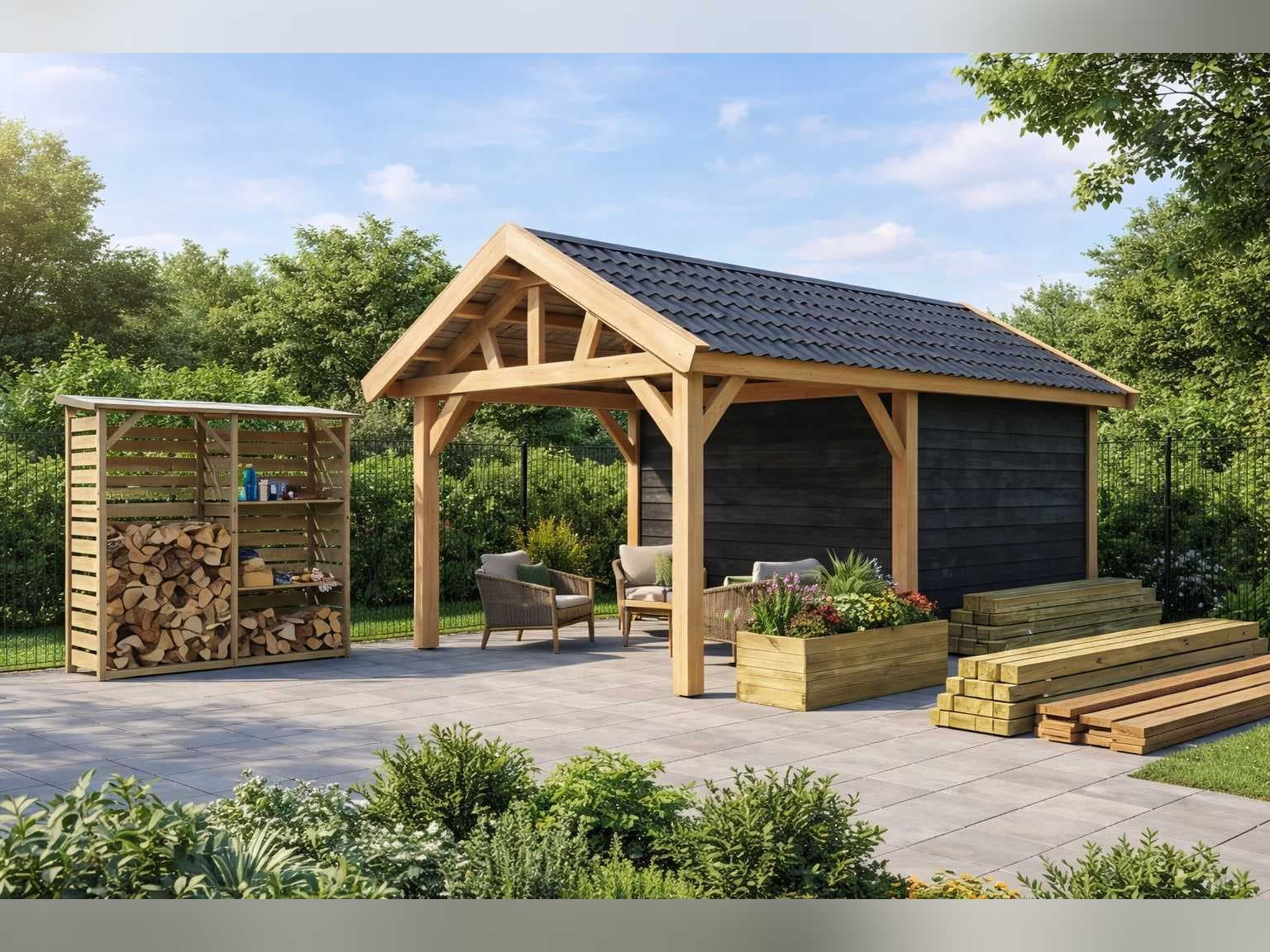 Overkappingen, tuinhuizen, carports en hekwerken