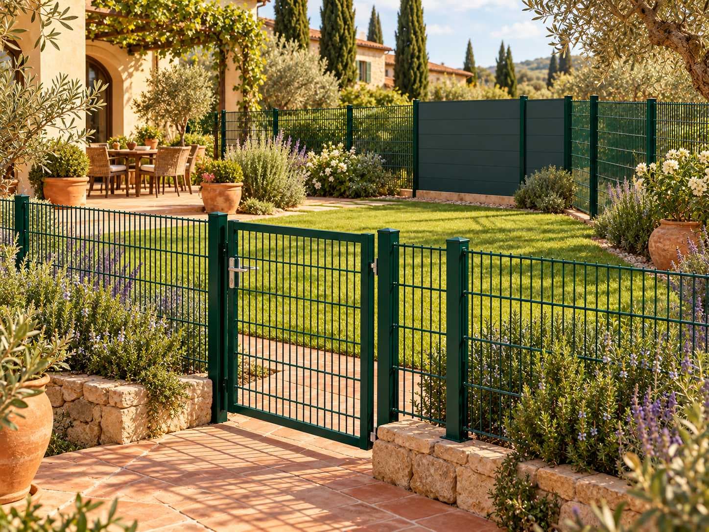 Double bar mesh fences, garden gates and privacy screens - no reserve price