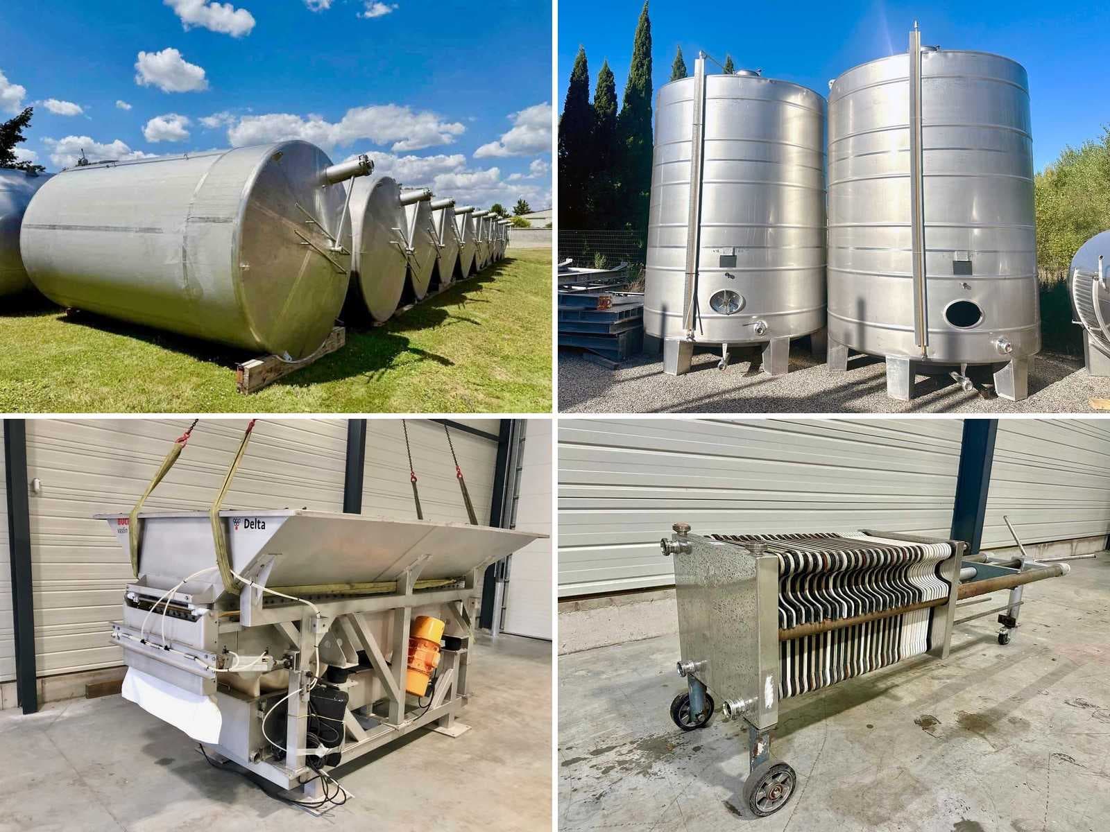Stainless steel vats and cellar equipment – Vats from 2 to 610 hL, conquests, pumps and filters