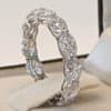Alliance ring 14 carat white gold with 12 large (lab grown) diamonds in unique quality.