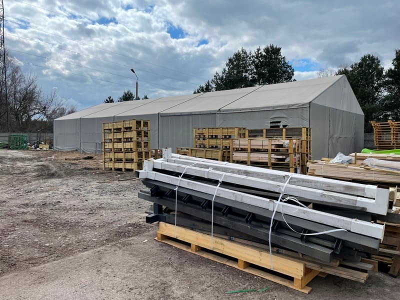The syndicate sells the tarp tent after the former production plant