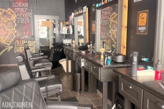 Salg av varebeholding og utstyr til barber-/frisørsalong