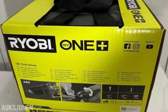 Ryobi drillsett 18V - Drillmaskin + Batteri + Lader + verktøyveske