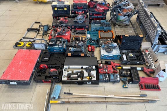 Stort verktøyparti med Milwaukee, Makita, Hilti, Stihl og Panasonic