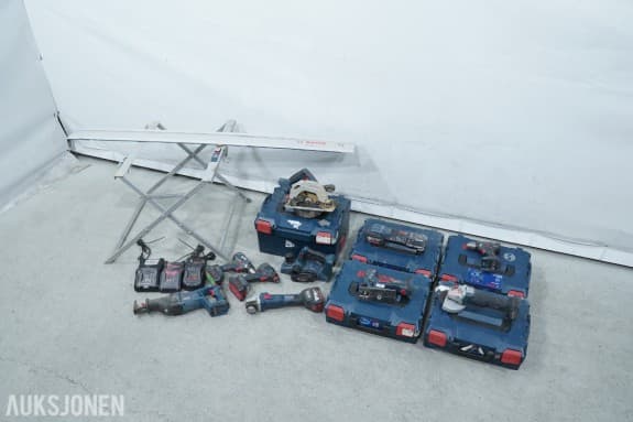 Bosch Professional 18V verktøyparti med 10 elektroverktøy, 3 ladere og GTA 560