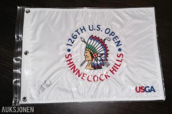 2026 U.S open flagg signert av Viktor Hovland 2026 New York - Veldedighetsauksjon Mental helse uka 2026