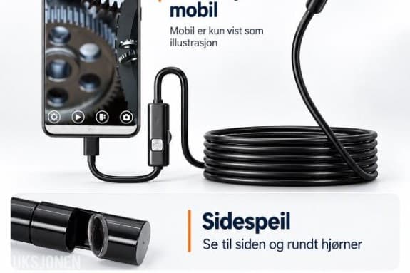 fleksibelt kamera med lys til mobil og PC *Ingen minstepris*