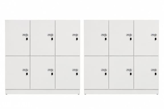 2 Stk Personalskap med 6 låsbare rom og kodelås - ca B120 x D45 x H124 cm
