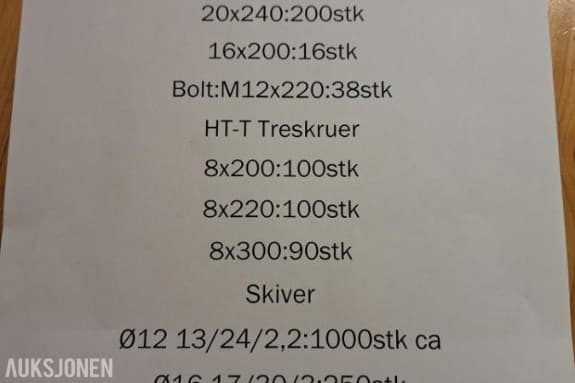 Diverse skruer/bolter/Muttere/Skiver