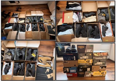 14 pairs (unused) safety shoes in various sizes (see pictures)