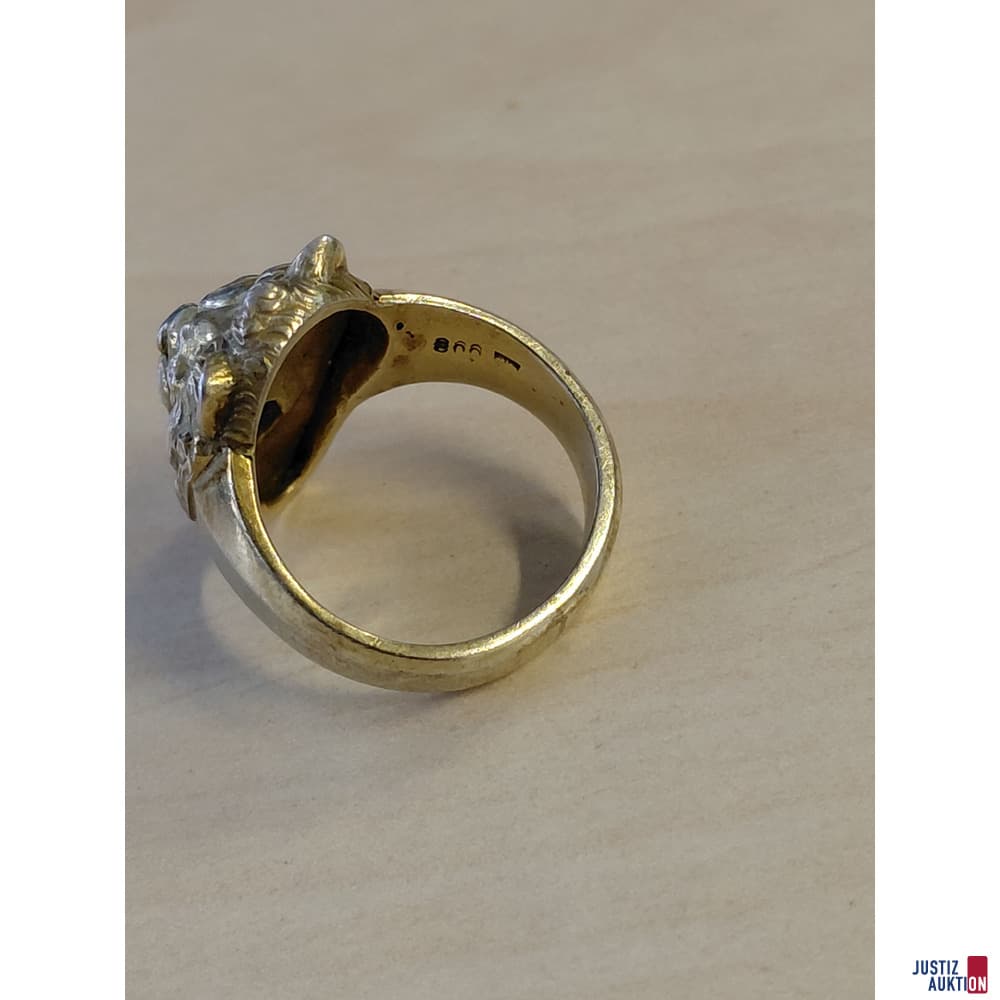 Lion's head ring 800 silver