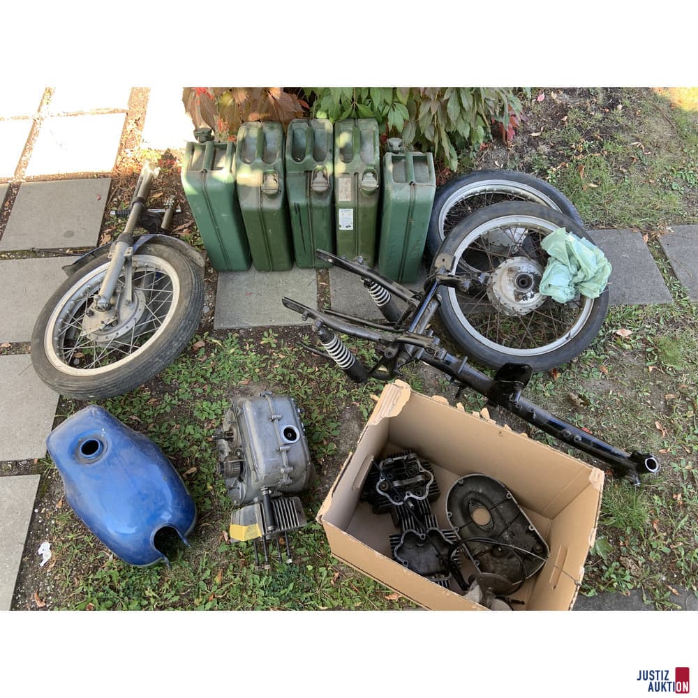 Aermacchi Motorcycle Parts and 5 Petrol Canisters