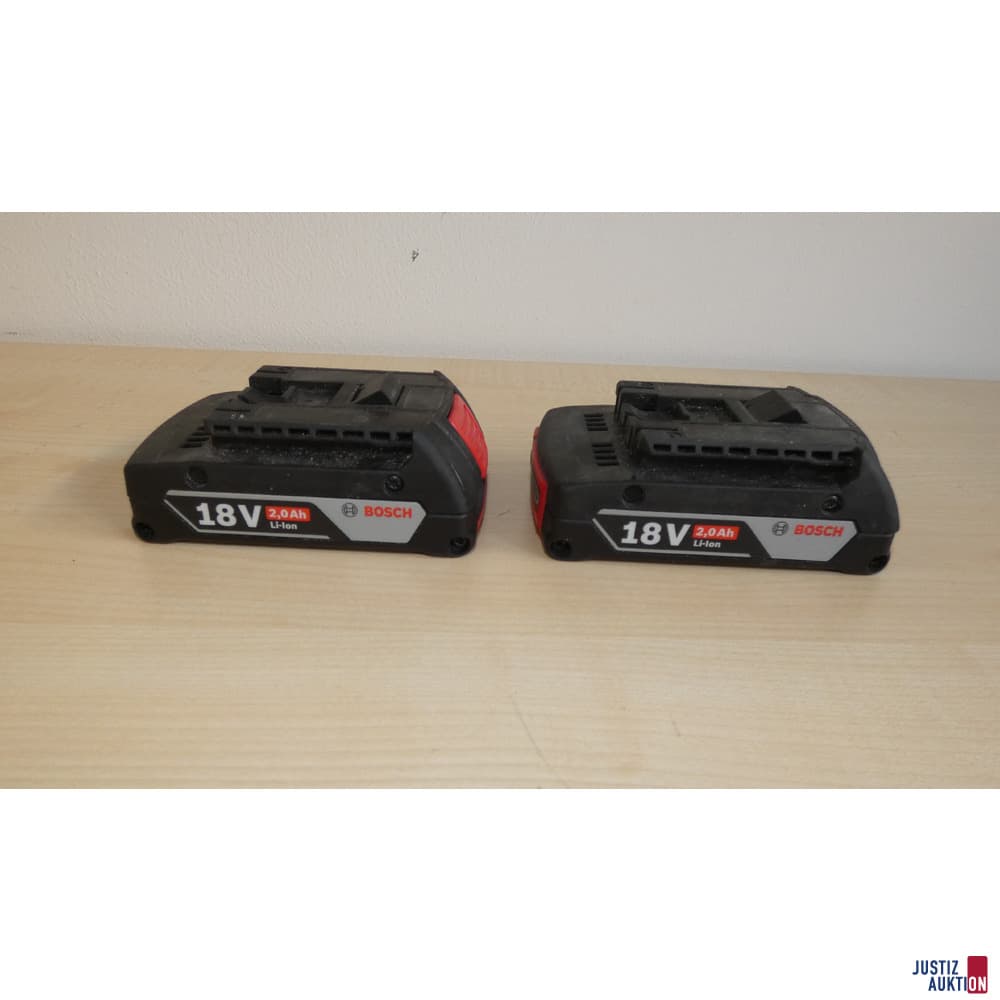 two tool batteries Bosch 18 V 2.0 Ah Li-Ion