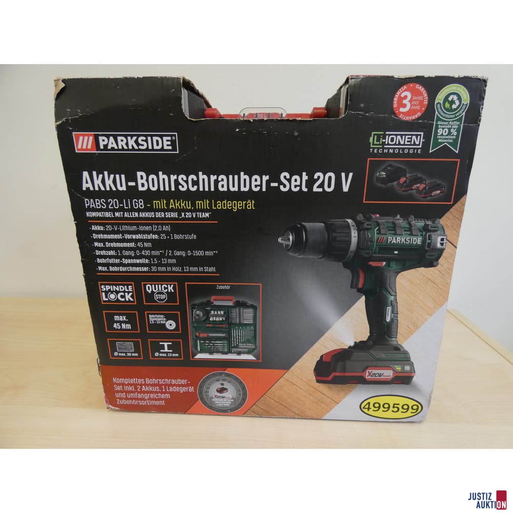 one cordless drilldriver set 20 V Parkside