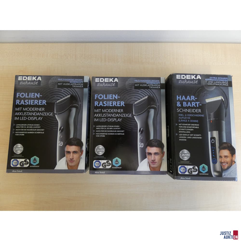 two foil shavers, one hair and beard cutter Edeka