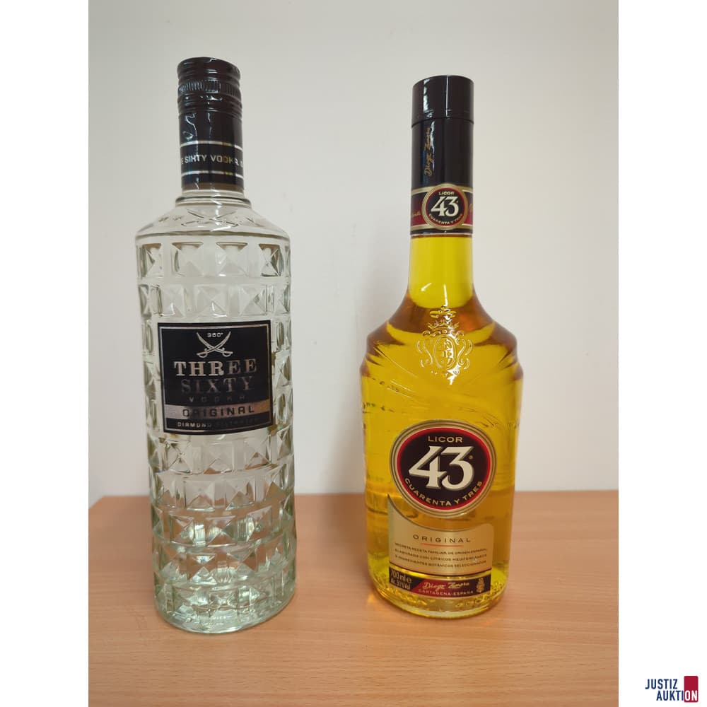 One bottle of vodka and one bottle of liqueur