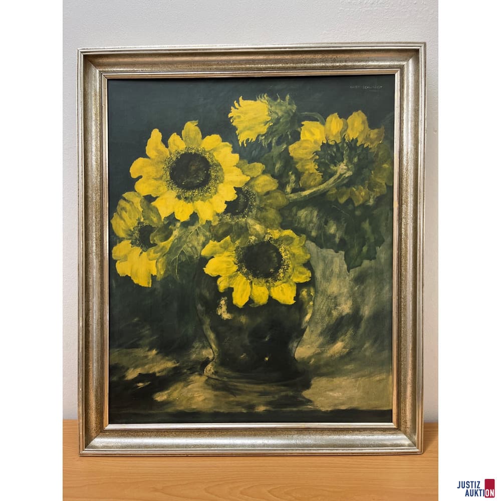 Wood print, motif: sunflowers