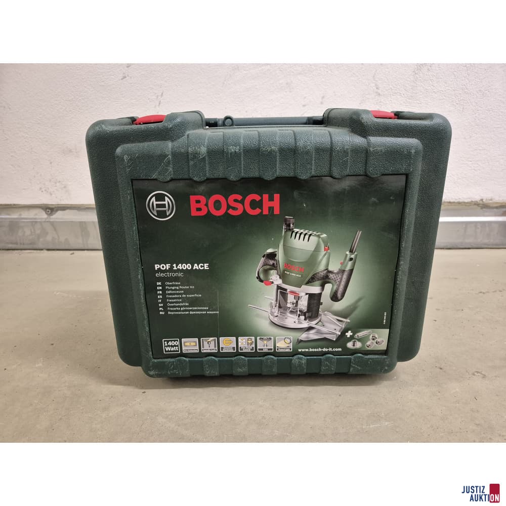 Bosch POF 1400 ACE milling machine with tool case