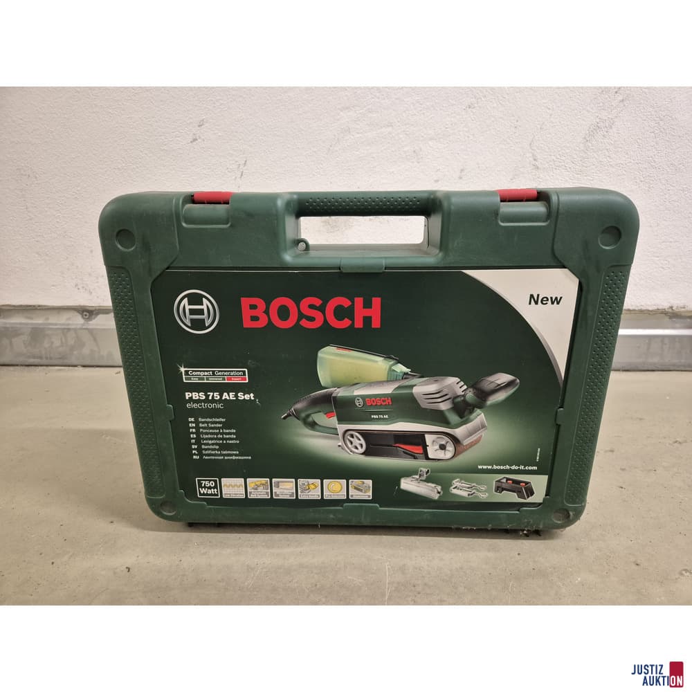 Belt sander Bosch PBS 75 AE Set with tool case