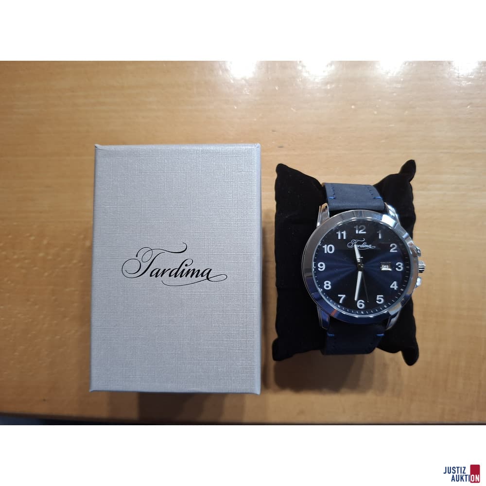 Men's watch with case "Tardima" blue - as good as new
