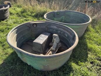 Drinking troughs and garden pump