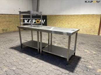 Industrial kitchen table with tray shelf