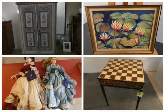 Bilder - Gemälde - Sammlerpuppen - Geschirr - Deko - alte Holzmöbel - Einrichtung - Schachbretter u.v.m.