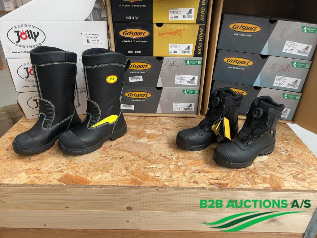 Pallet with shoes and boots