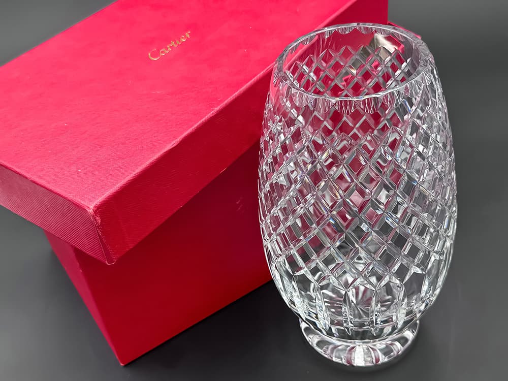 Cartier+Crystal+Blumen-Vase,+in+Original+Cartier-Box,+signiert