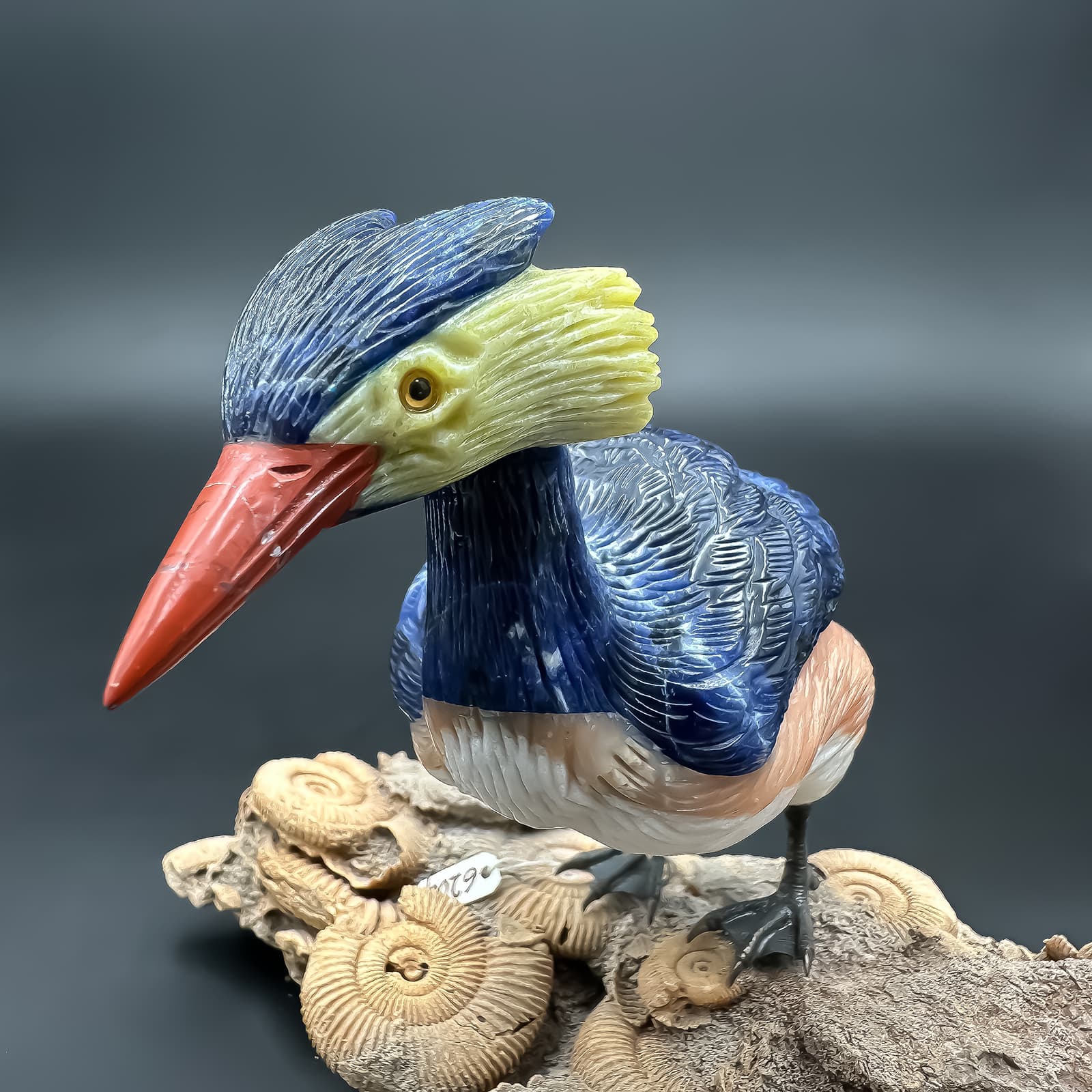 Vogel+Edelsteinen,+handgeschnitzt:+Lapislazuli,+Calcit,+Jaspis,+Sodalit.