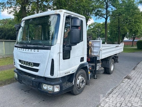 Dreiseitenkipper mit Ladekran IVECO ML75E16 (2012) + Meiller Aufbau + Palfinger PK 4200 A