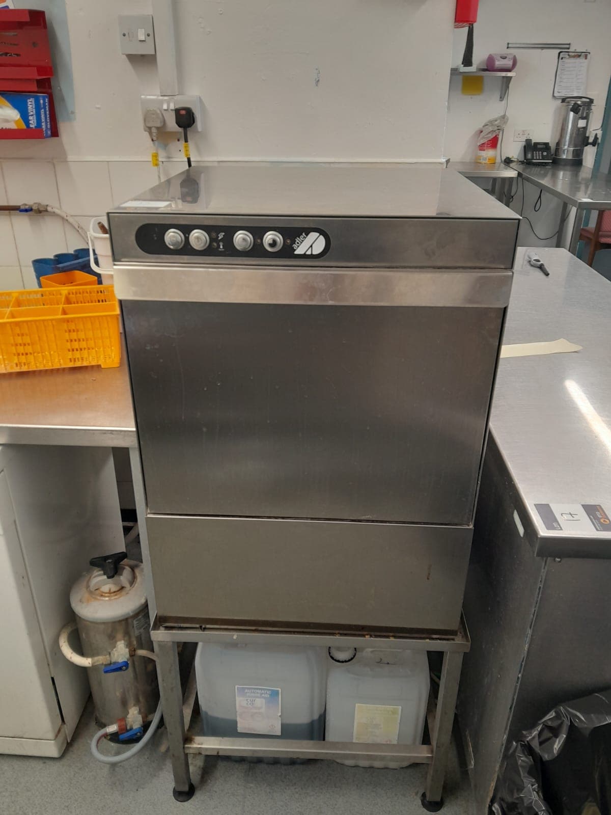 Adler stainless steel pull down commercial glass washer on stainless steel stand � Located in commer
