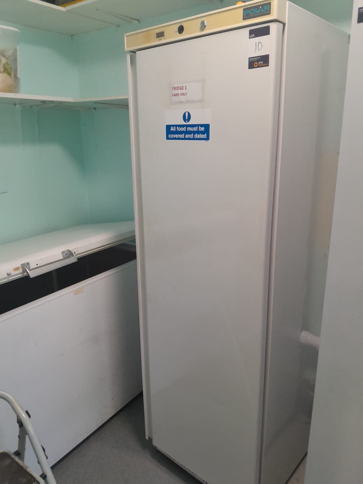 Polar CD612 single door 400 litre upright refrigerator � Located in commercial kitchen
