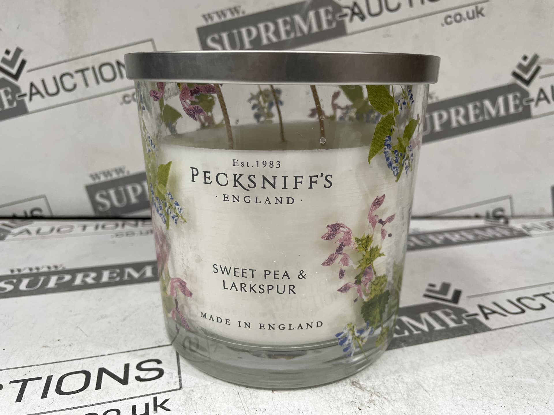 6 X NEW PECKSNIFFS ENGLAND 550G LUXURY SWEET PEA UND LARKSPUR SCENTED CANDLES RRP 57 EACH (