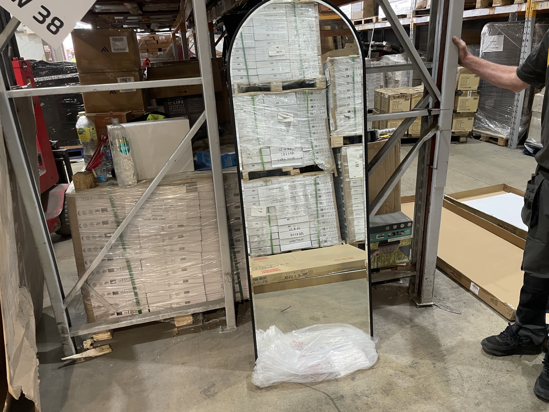 BRAND NEW SATIN LAKE MATT BLACK BEVEL EDGE LUXURY STANDING MIRROR RRP £299 61 X 170CM (LOC: CNT59-
