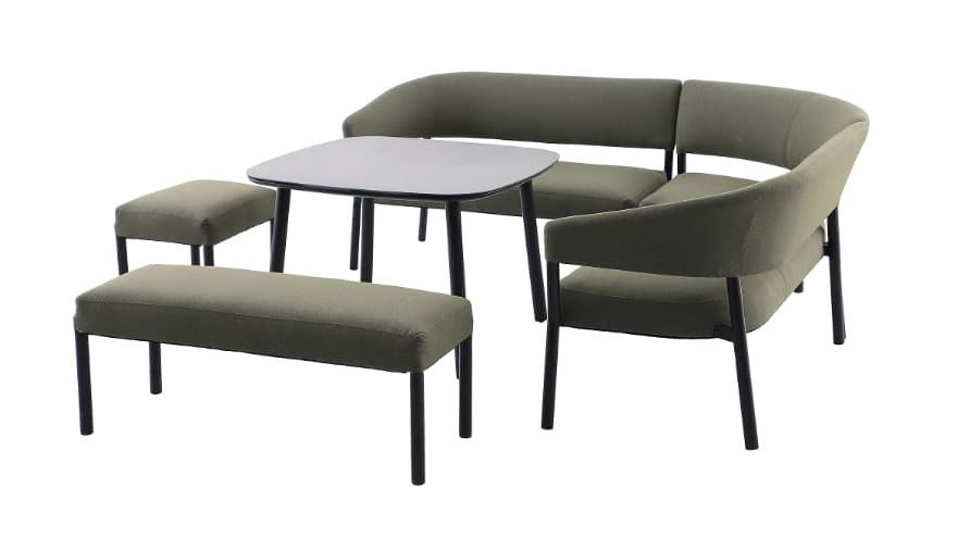 GoodHome Lucala Green Metal 8 Seater Corner Dining set RRP £1100. GoodHome Lucala corner garden