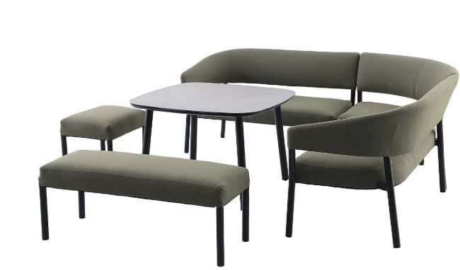 GoodHome Lucala Green Metal 8 Seater Corner Dining set RRP £1100. GoodHome Lucala corner garden