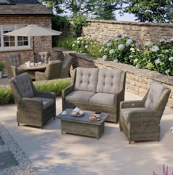 GoodHome Emali Matt Brown Rattan effect 4 Seater Coffee set RRP £900 (PLEASE NOTE 1 OF 2 BOXES