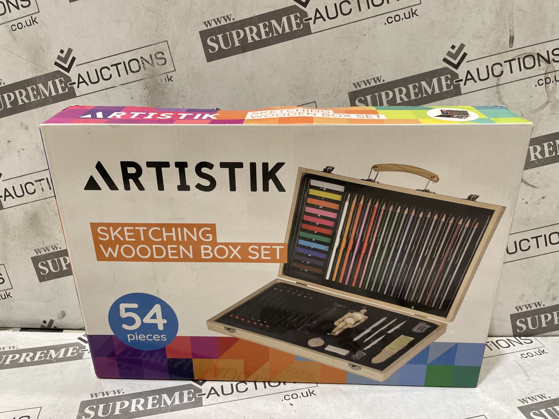 3 X BRAND NEW ARTISTIK Sketching Set with Wooden box and Mannequin ? 54-Pc Portable Art Kit with