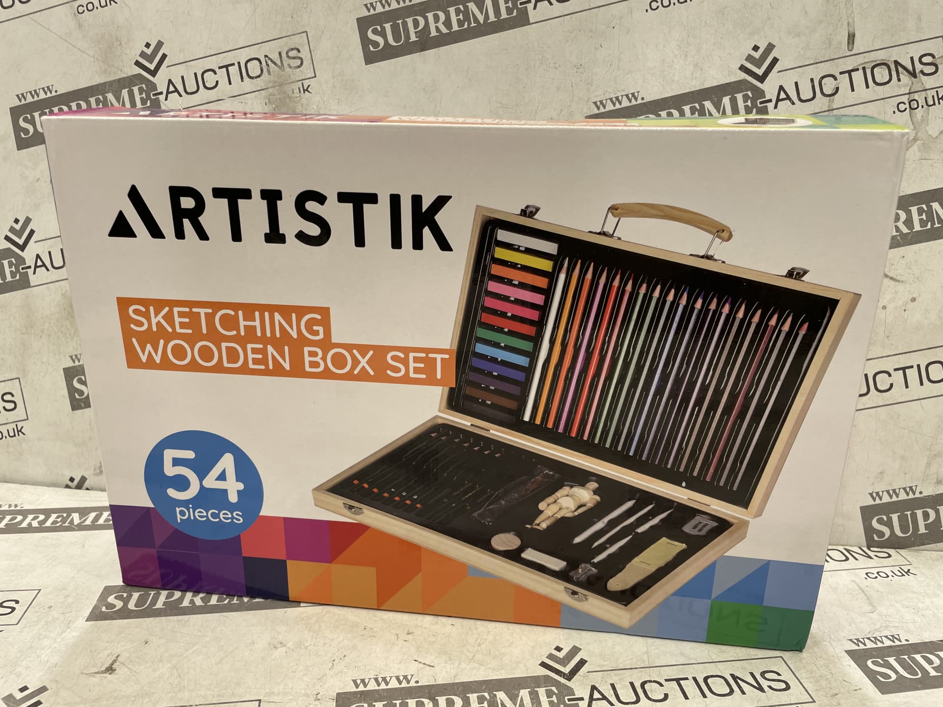 3 X BRAND NEW ARTISTIK Sketching Set with Wooden box and Mannequin ? 54-Pc Portable Art Kit with