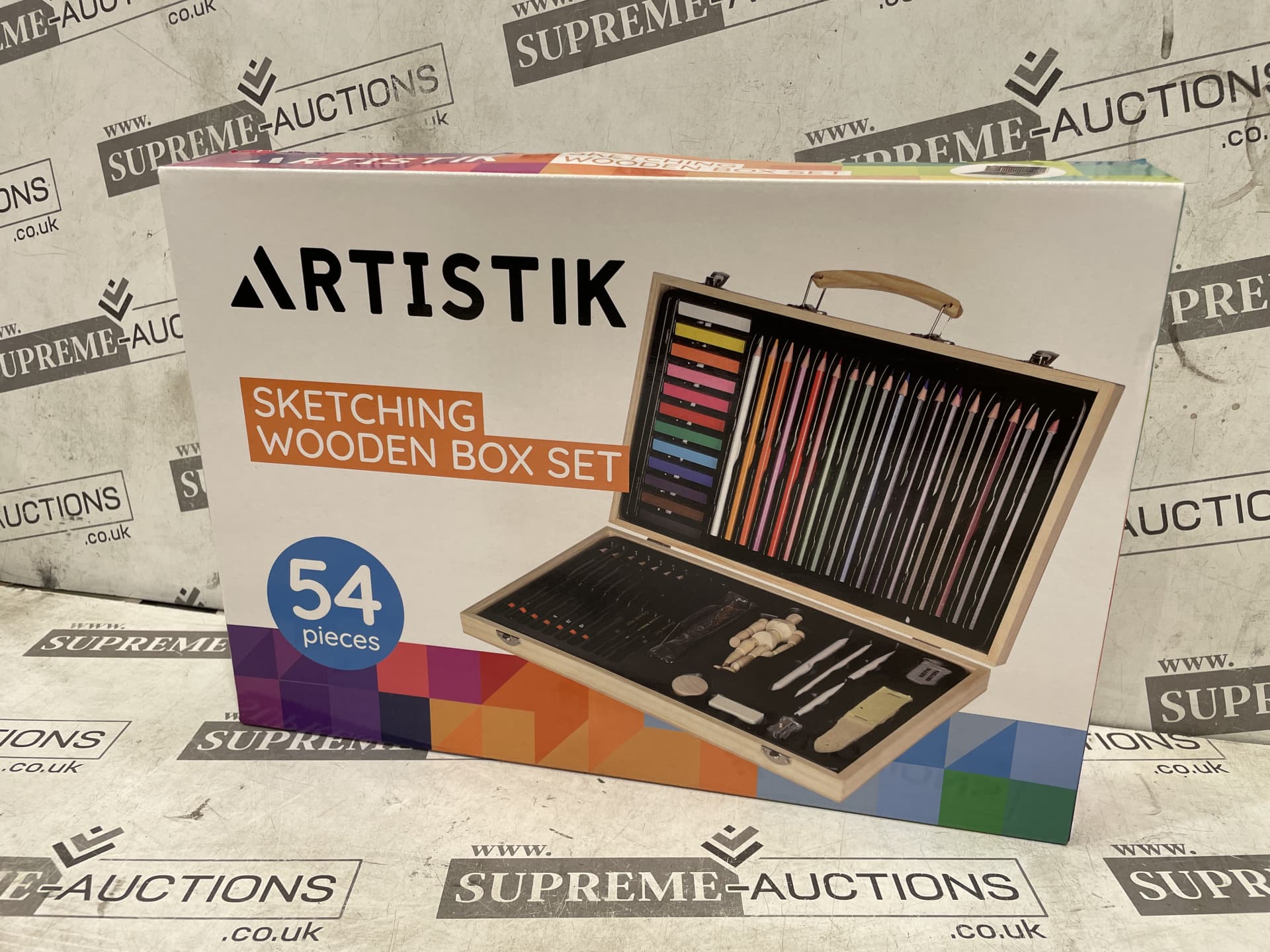 3 X BRAND NEW ARTISTIK Sketching Set with Wooden box and Mannequin ? 54-Pc Portable Art Kit with