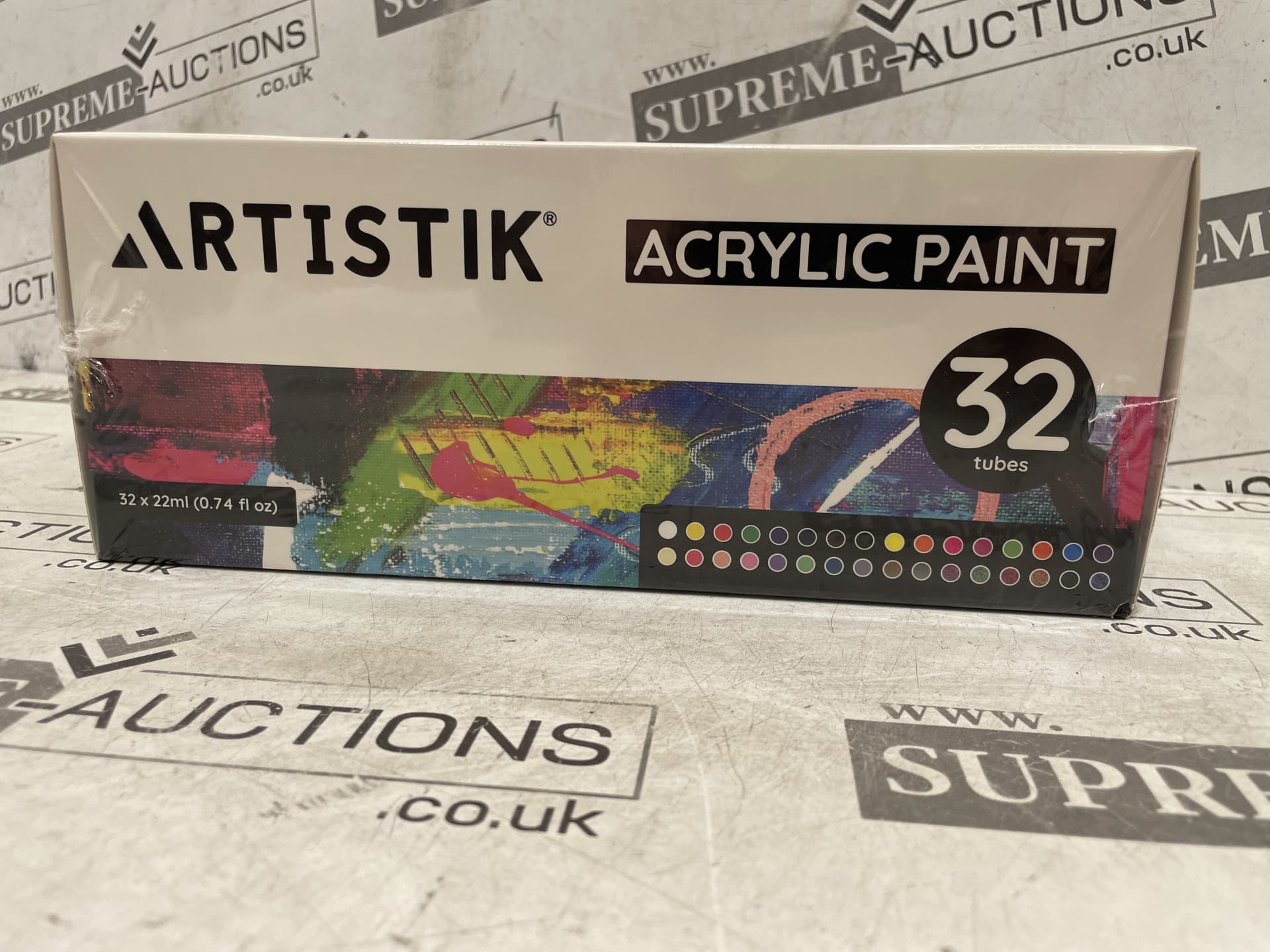 6 X BRAND NEW ARTISTIK Acrylic Paint Tube Set of 32-22ml Paint Tubes with 3 Brushes for Adults, Kids