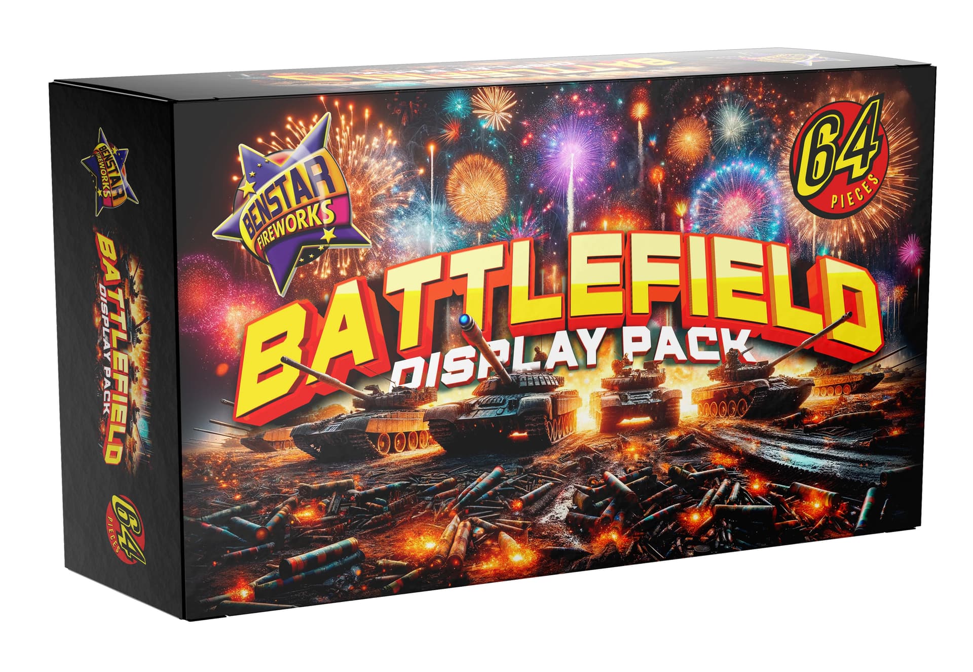 BRAND NEW BENSTAR FIREWORKS Battlefield 64 Piece Display Pack. RRP £849,99