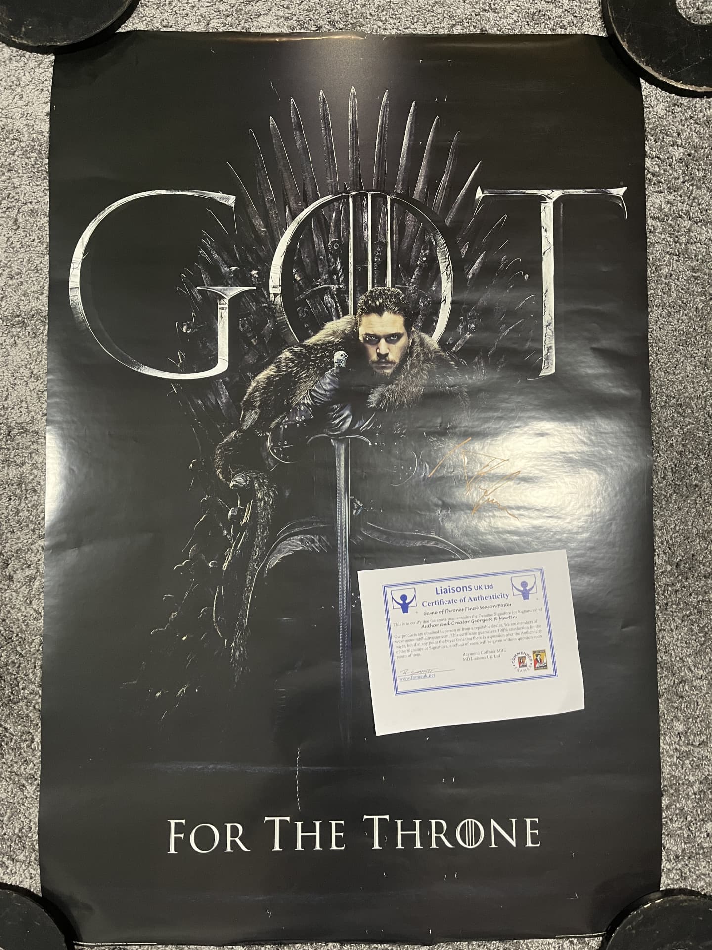BRAND NEW GENUINE SIGNED Game of Thrones final season Poster Signed By Author & Creator Emmy Award