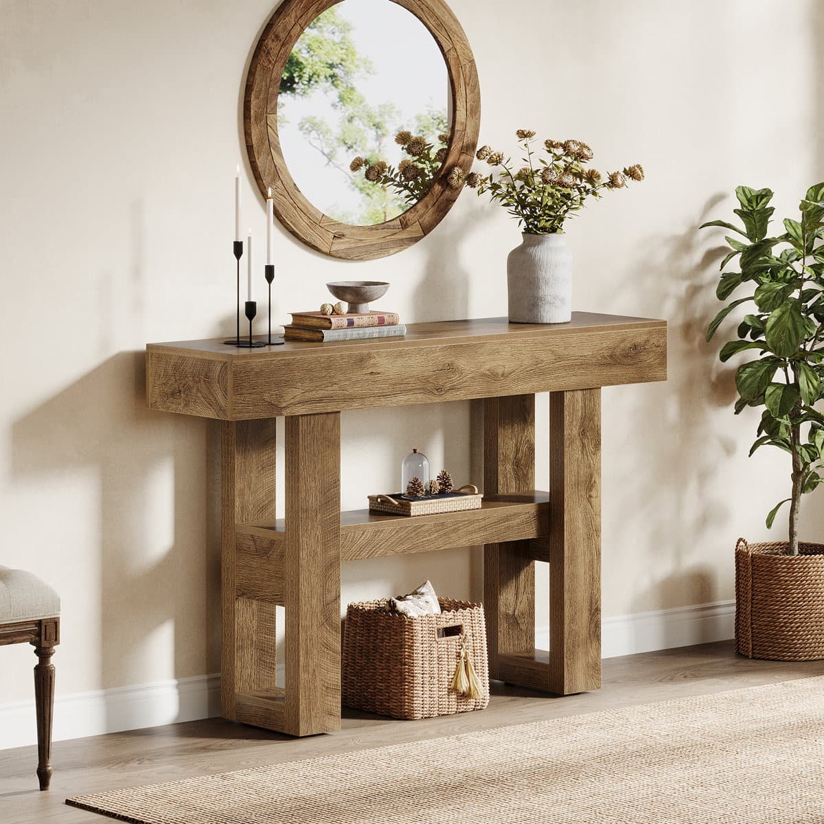 Boxed 105Cm Console Table Oak (LOC: SR6(4.1)-UD5186 - MP)
