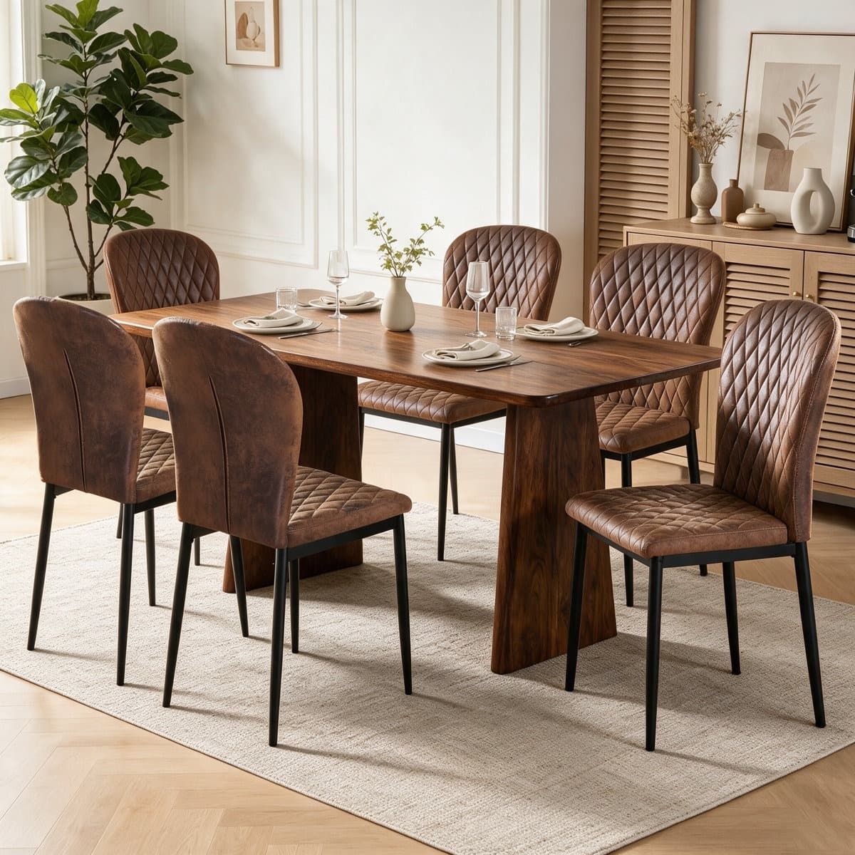 Boxed Modern Suede Upholstered Dining Chair, Armless Chair for Restaurant, Kitchen, Conference