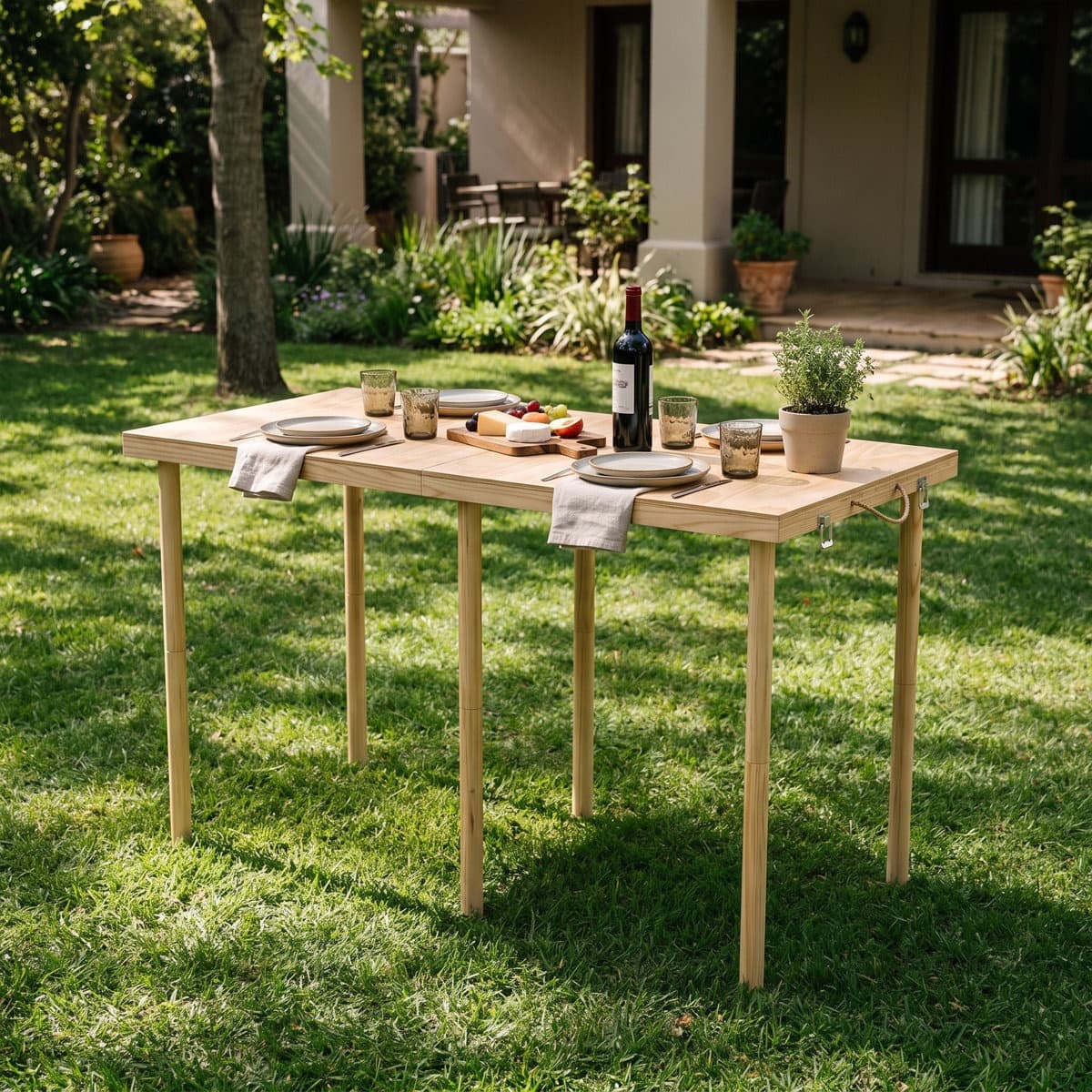Boxed 120cm Solid Pine Folding Dining Table - No Assembly Portable Desk for Small Spaces (LOC: SR6(