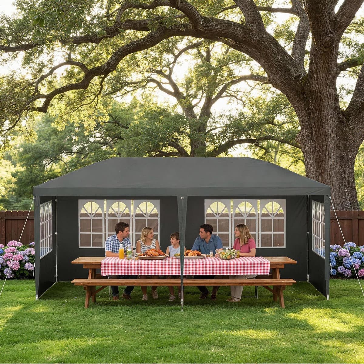 Boxed Gazebo Canopy Tent with 4 Removable Sidewalls & Carry Bag Heavy Duty Metal Frame Portable