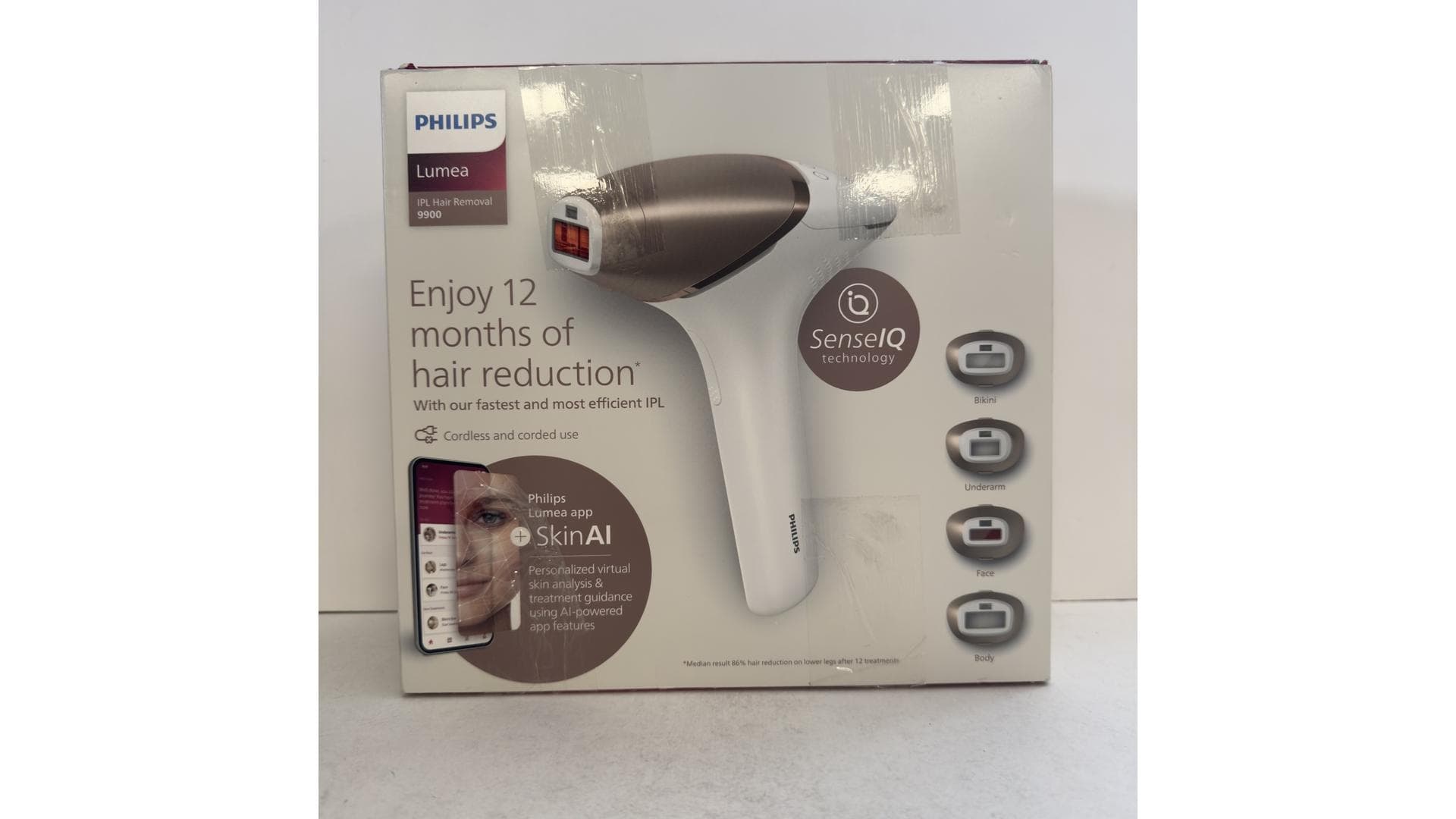 Philips Lumea 9900 Serie IPL Haarentfernung, BRI951/01, Weiß. Box beschädigt. Verwendet