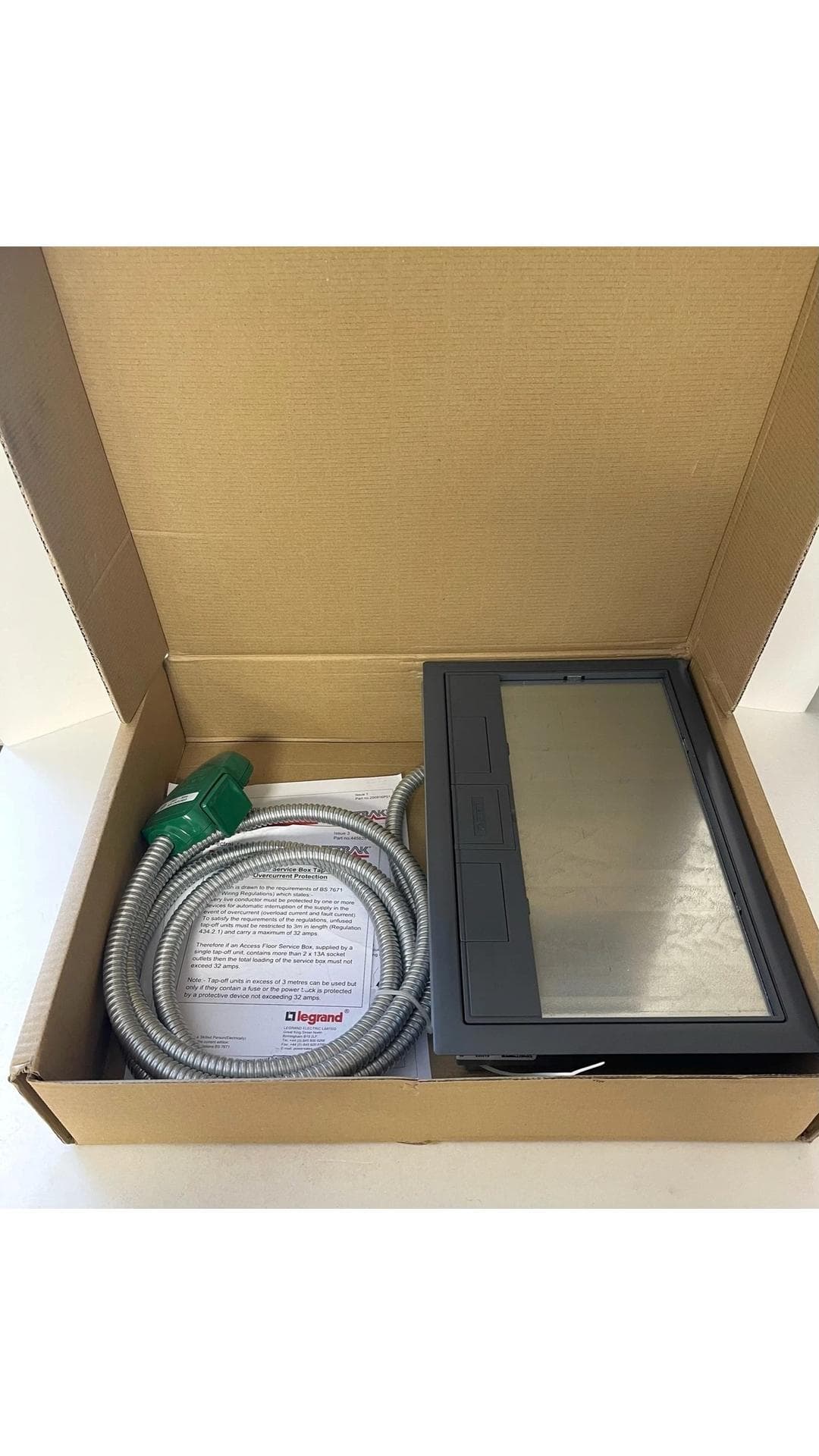Electrak CR112 3 Compartment Floor Box 85mm with 2 X Twin Switched Socket Pre-Wired to Low Noise 32A